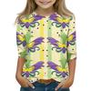 Print Tops For Youth Girls Round Neck 3/4 Sleeves T-Shirts Trendy Tops Outfit Tees