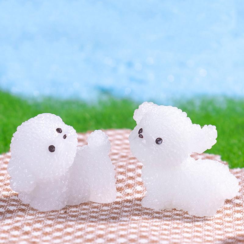 8PCS Cute Desk & Car Collectible Figurines Ornament Accessories Micro Landscape Luminous Puppy Glow in the Dark Home Decor 3x2.7cm