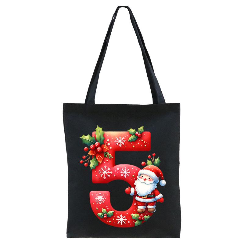 English letters A-Z Christmas number print student casual canvas tote bag