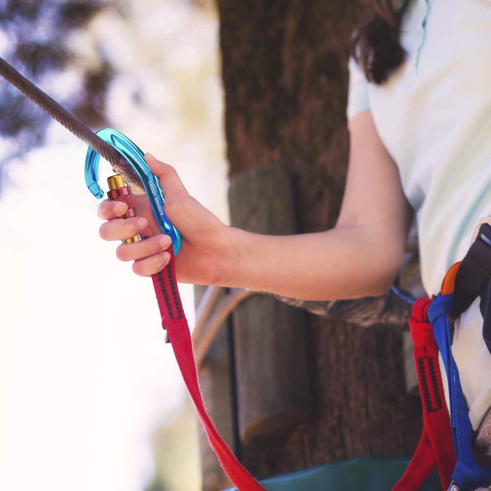 Onlygreen 25KN Load Screw Climbing Screw Locking Sturdy Aluminum for Dog Aerial and Clip Ultra-Lightweight Carabiner, (2500kg) Capacity, D-Shaped