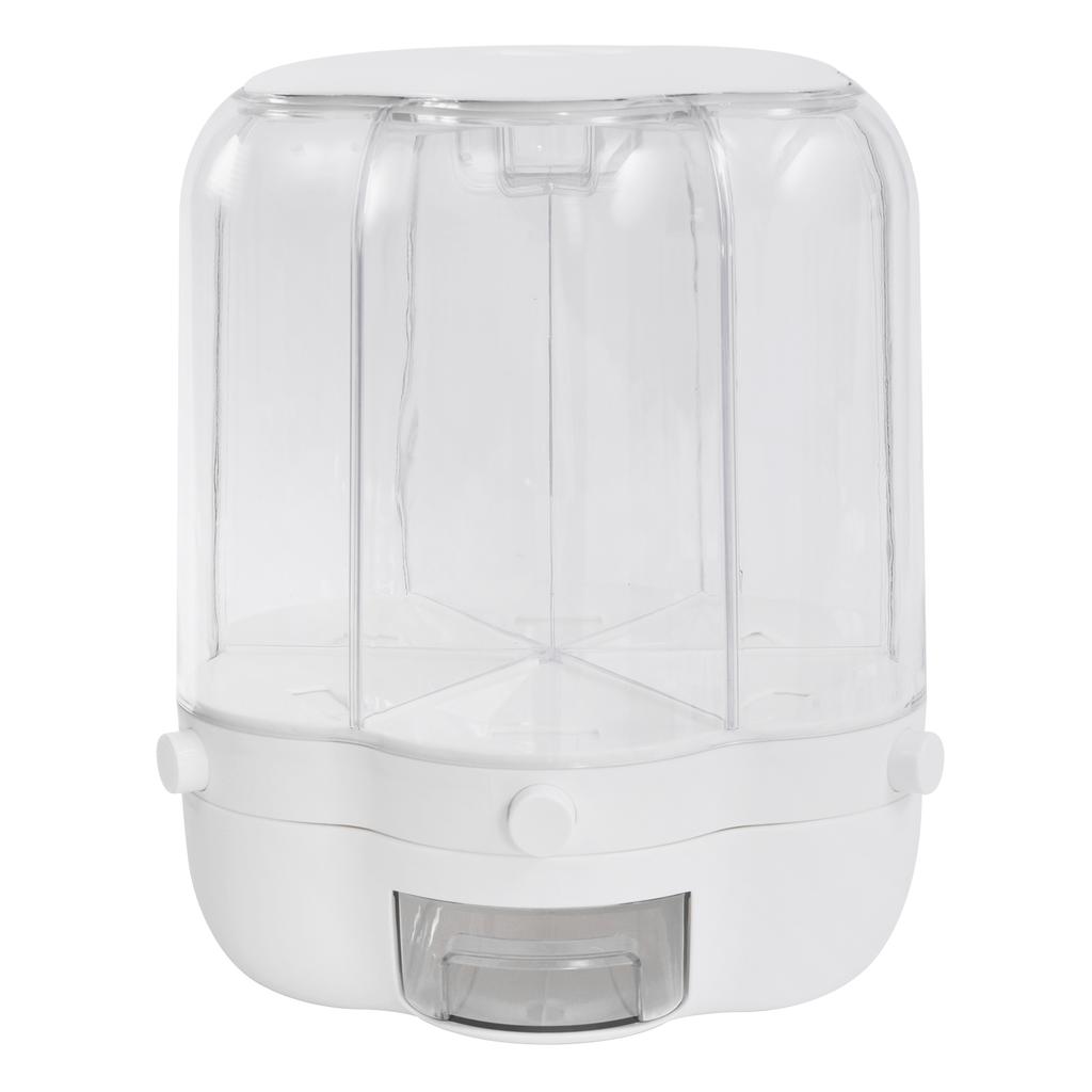 Large 6-Grid Rotating Grain Storage Bin - 27.56LBS One-Click Food Dispenser Sealed Moisture-Proof Rice Container for Rice Nut