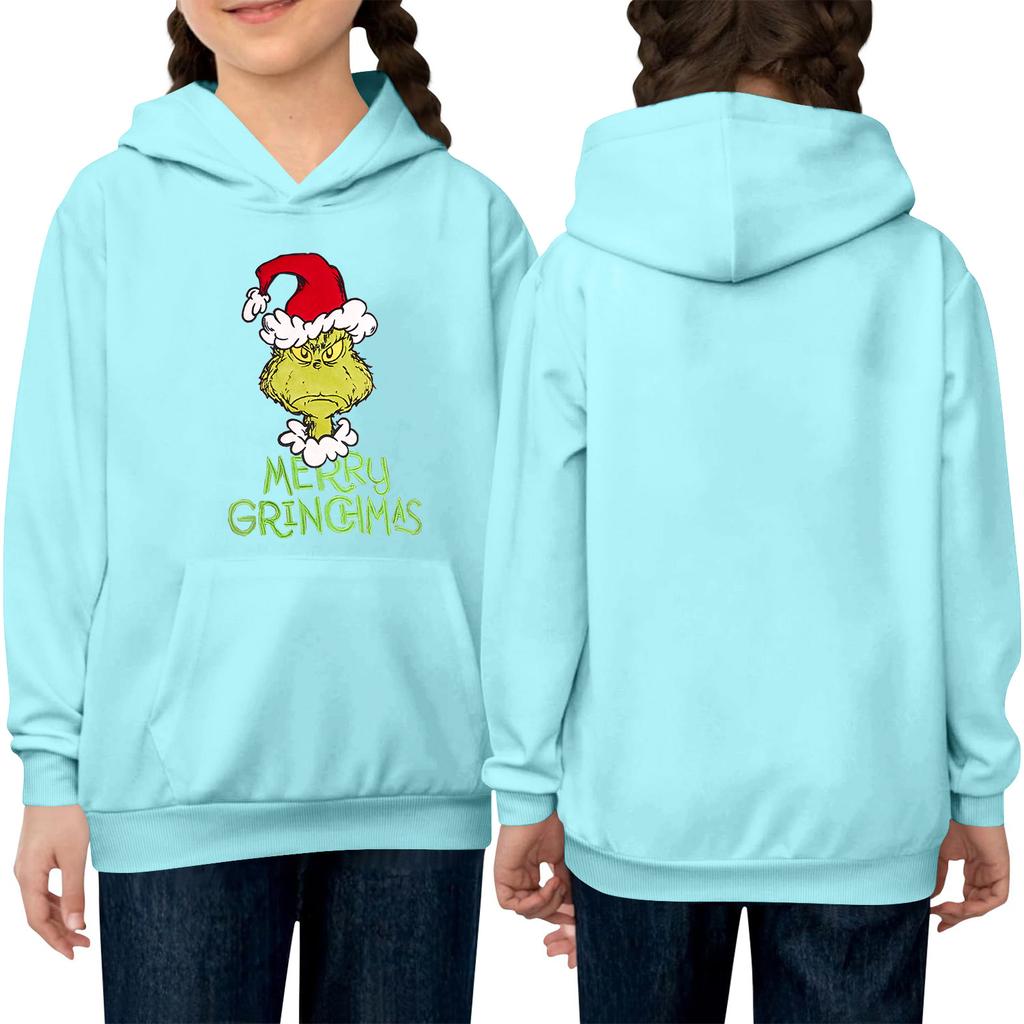 Children's Long-sleeved Loose-fitting Pullover Hoodie With Drawstring And Solid Color