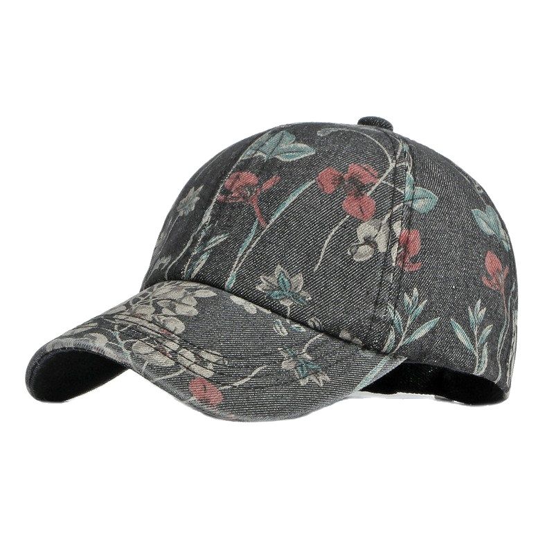 LDSLYJR Spring Denim Flower Print Casquette Baseball Cap Adjustable Outdoor Snapback Hats for Men and Women 170