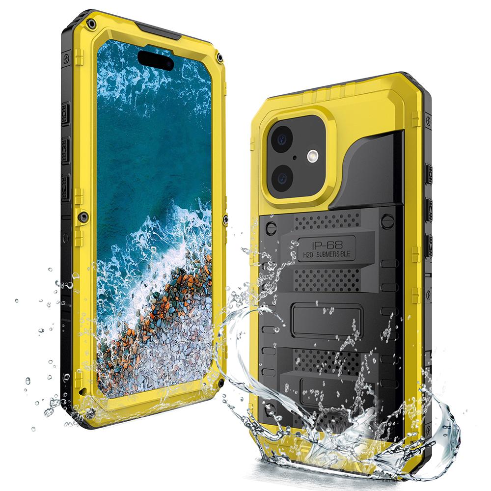 IP68 Waterproof Phone Case for iPhone 16 Plus Metal+Silicone Cover with Screen Protector