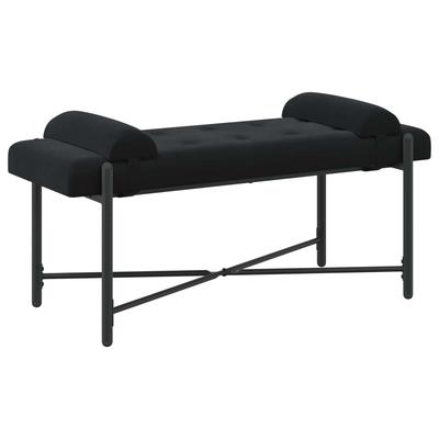 Button Tufted Bench with Cushions Black 110 X 40 X 46 Cm Velvet