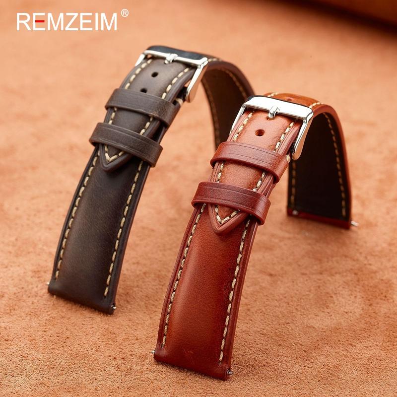 Smooth Leather Smartwatch Strap 18mm 19mm 20mm 21mm 22mm Universal Replacement Watch Band Men's Women's Wristwatch Bracelet