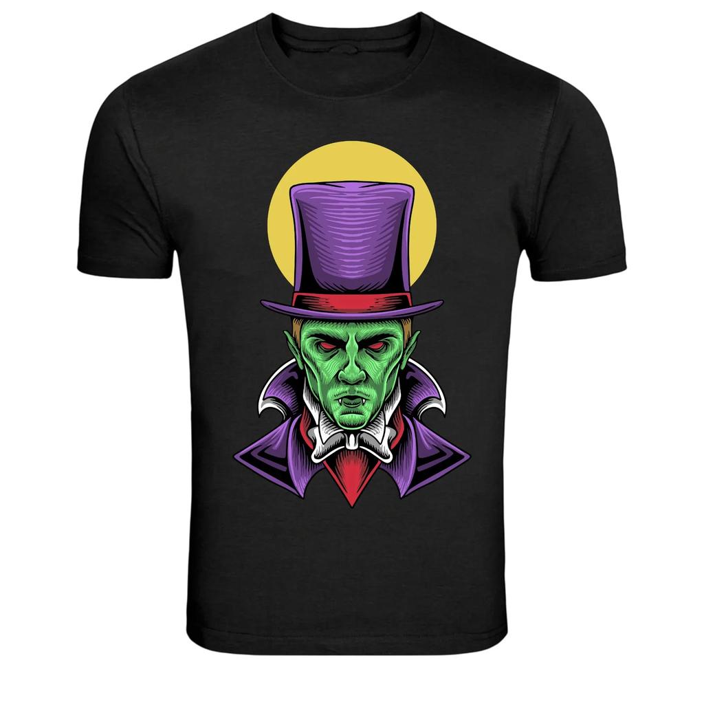 Green Vampire With Top Hat Horror Graphic T-Shirt