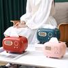Durable Decorative 1pc Retro Radio Style Tissue Box Holder Vintage Green Red Pink Plastic Design for Living Room,Bedroom,Bathroom,Coffee Table Storage