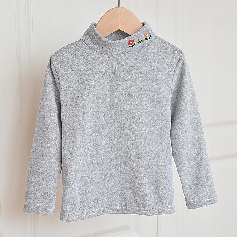 Toddler Kids Half High Neck Long Sleeve Solid Casual Thermal T Shirt Top