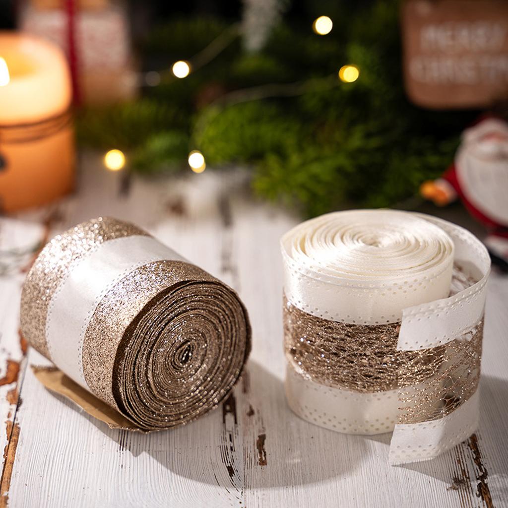 5m Christmas Decorations High-end European-style Ribbon Gold Ribbon Atmosphere Layout Decoration Mesh Ribbon