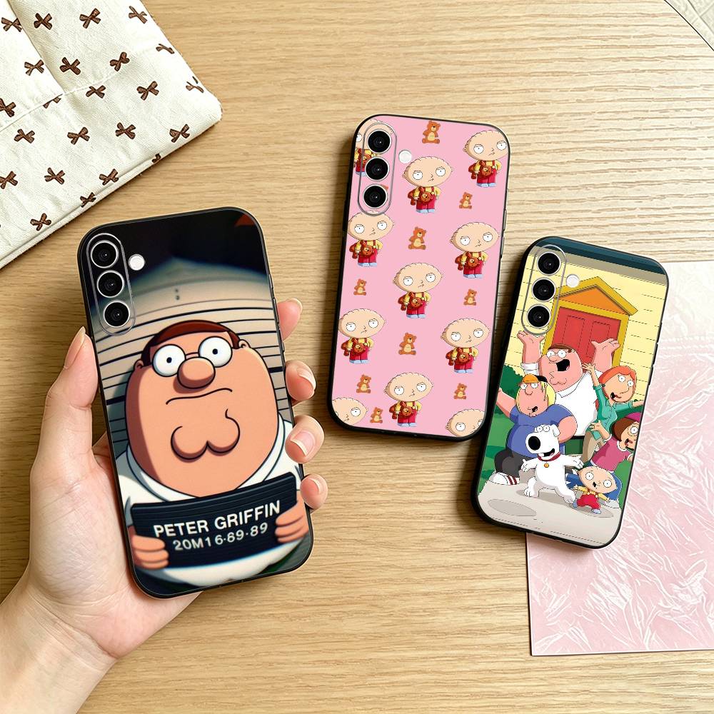 F-Family Funny Guy Phone Case For Samsung Galaxy A73,A72,A71,A70,A53,A52,A51,Others Soft Black Cover