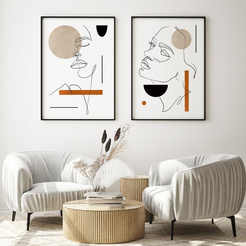 Set of Two Posters Portrait One Line