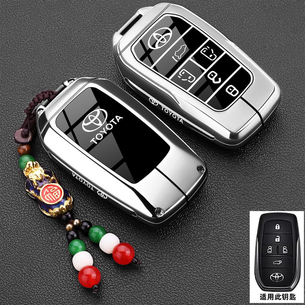 Leather Car Key Cover Case Protection Shell Keychain For Toyota Vellfire Alphard 30 Series Previa Tarago 5 6 Accessory