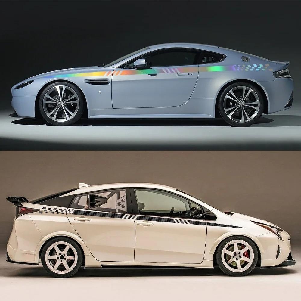 2PCS Car Waistline Stickers Racing Car Body Side Stripes Vinyl Decals Waterproof Creative Auto Styling Decoration Accessories