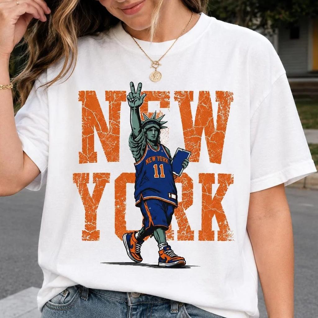 Jalen Brunson 2026 Knicks Pallacanestro Poster Divertente Stampa Grafica Maglietta Uomo Donna Cotone Abbigliamento Y2K Moda Girocollo Manica Corta Estiva Nuova T-shirt