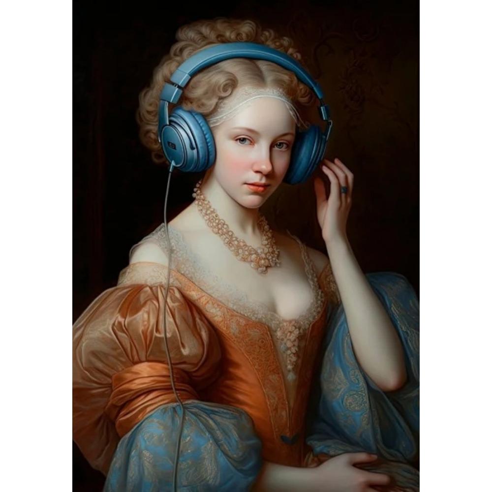 Funny Altered Art Victorian Woman Portrait Poster Prints For Living Room Home Decor Vintage Nobel Girl Canvas Painting Wall Art