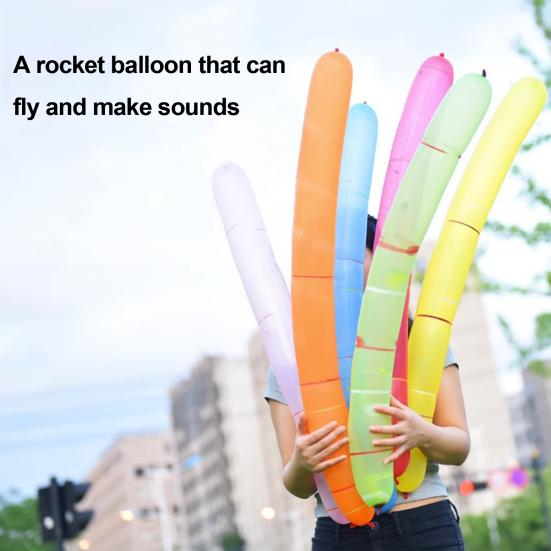 Rocket Balloons with Pump Flying Balloon with Whistling Noise Assorted Colors Long Screaming Balloon for Birthdays Events Parties
