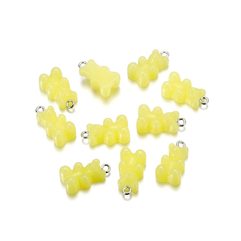 10pcs/lot Candy Color Resin Mini Bear Charms For Cute Earrings Pendants Necklaces Bracelets DIY Jewelry Making Accessories