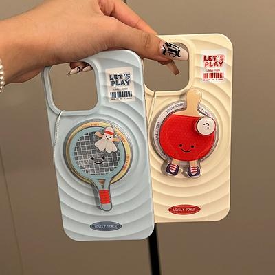 The Rotating Stand Is Suitable for Apple 16 Table Tennis Cartoon Phone Case and Iphone15 Fun Badminton 14 Protective Case