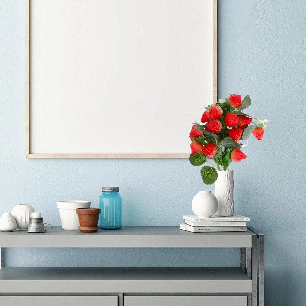 Lebensechte Künstliche Erdbeerstiele Plastik Simulationspflanze Frucht Schreibtisch