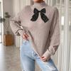 Damen Oberteil, Pullover mit halbohem Kragen, Patchwork aus Mesh und Schleife, Fleece in gemischten Farben, Herbst- und Winter-Basisschicht