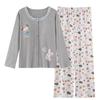 2025 Women's Pure Cotton Pajama Set - Long Sleeve & Pants, with Breast Pads, Loose Home Wear, Spring/Autumn Two-Piece.