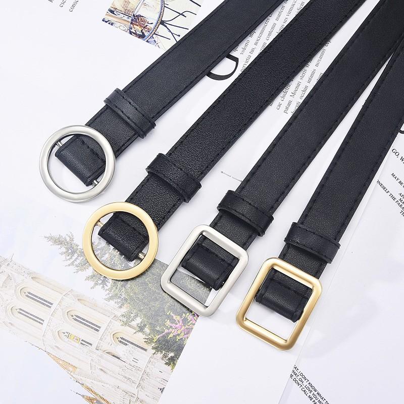 Non perforated women's belt, men's lazy belt, no punching, versatile fashion, ins black decoration, Korean version jeans