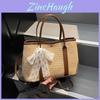 Korean Style Rainbow Straw Woven Shoulder Bag With Polyester Lining For Urban Outings