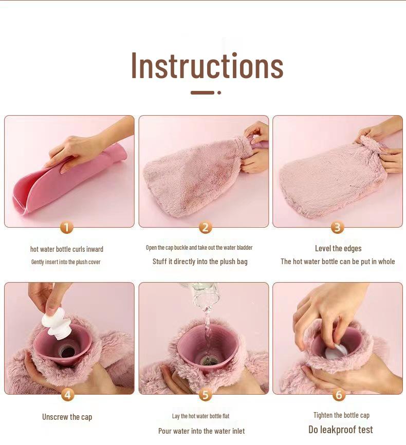 Rabbit Plush Hot Water Bottle - Baby Home Warmer, Large Capacity PVC, Long-Lasting Heat