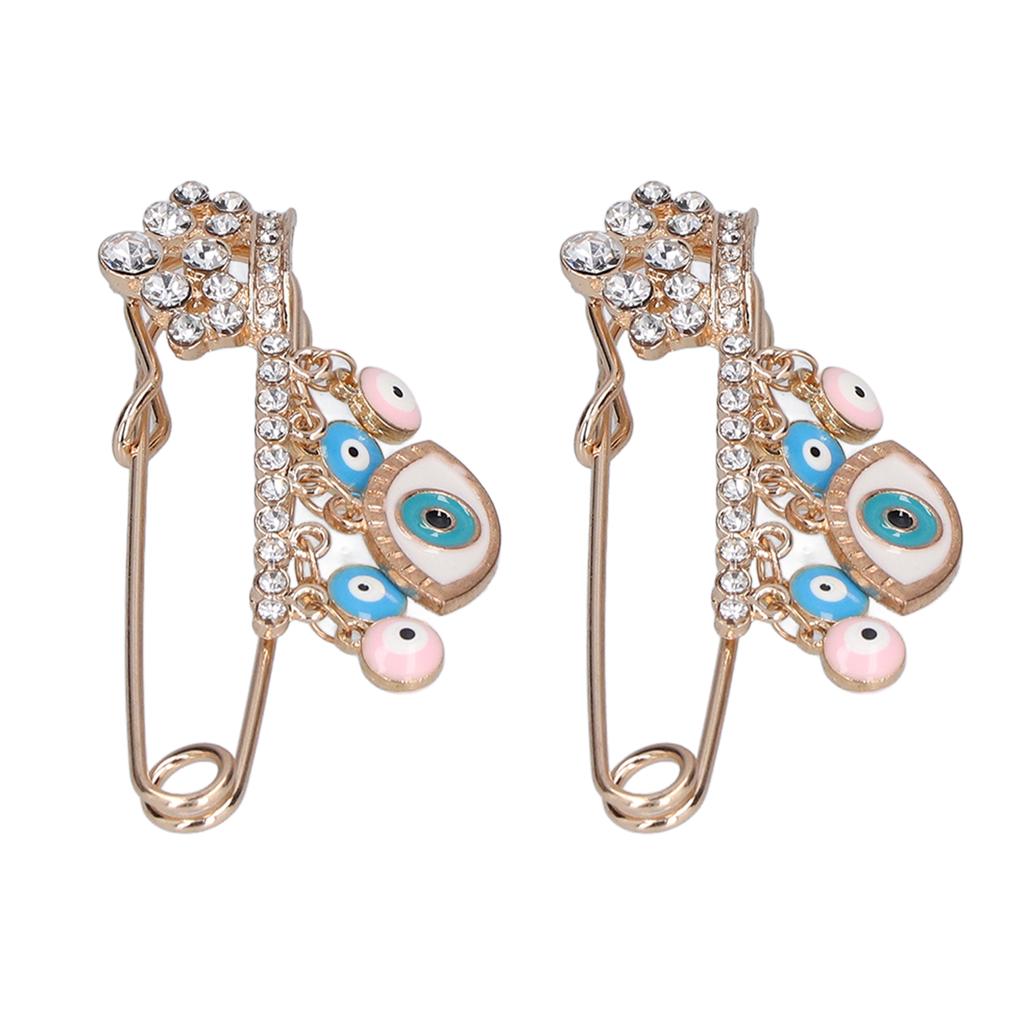 2Pcs Rhinestone Brooch Pins Multi Purpose Exquisite Workmanship Fashion Design Blue Brooches Jewelry for Parties Daily