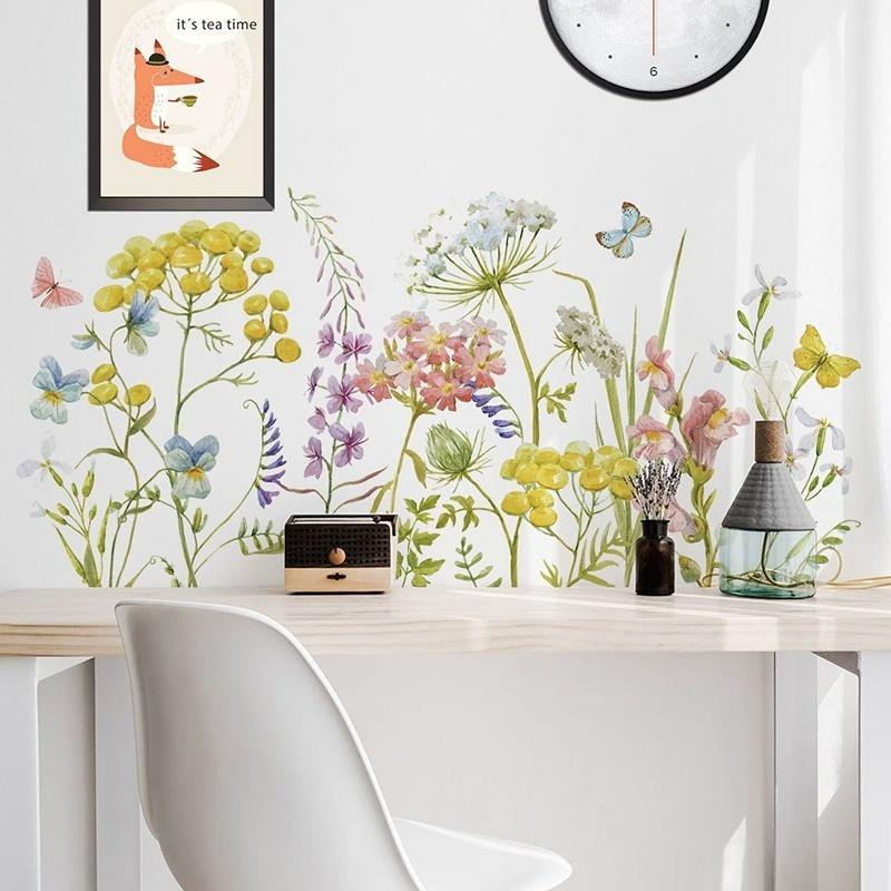 New Nordic  Flowers Wall Stickers for Living Room Bedroom Wall Decor Room Decoration Wall Decals Home Decor