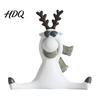 Christmas Shelf Decor Nordic Minimalist Resin Reindeer Figurine with Knitted Scarf Cute Healing Deer Statue Matte White Elegant Elk Statues