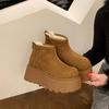 Height Increase Ugly Cute Bread Shoes Velvet Warm Short Boots Snow Boots Fashion Short Boots Women's 2025 Winter New Cotton Shoes Thick Sole