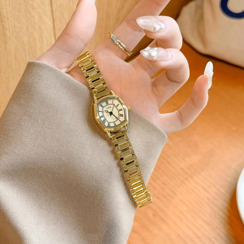 Women's Original Luxury Brands Women's Watch, Wine Barrel Shaped Dial, Retro Roman Elegant Steel Strap Quartz Women's Watches
