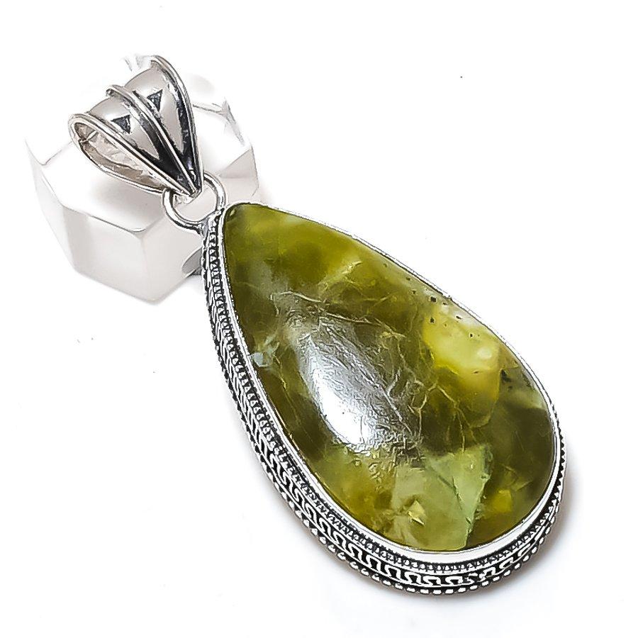

Swiss Green Opal Gemstone Handmade 925 Sterling Silver Pendant 2.36 w2C23