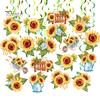 18Pcs Sunflower Hanging Swirls Decorations Sunflower Foil Swirls Ceiling Wall Decor for Birthday Party Wedding Baby Shower