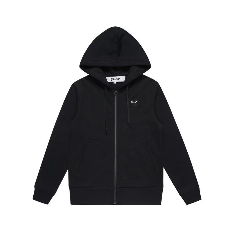 PLAY Liebe Herz Stickerei Reißverschluss Strickjacke Hoodie - Herren Plus Samt Herbst Kapuzenjacke Modell 2025