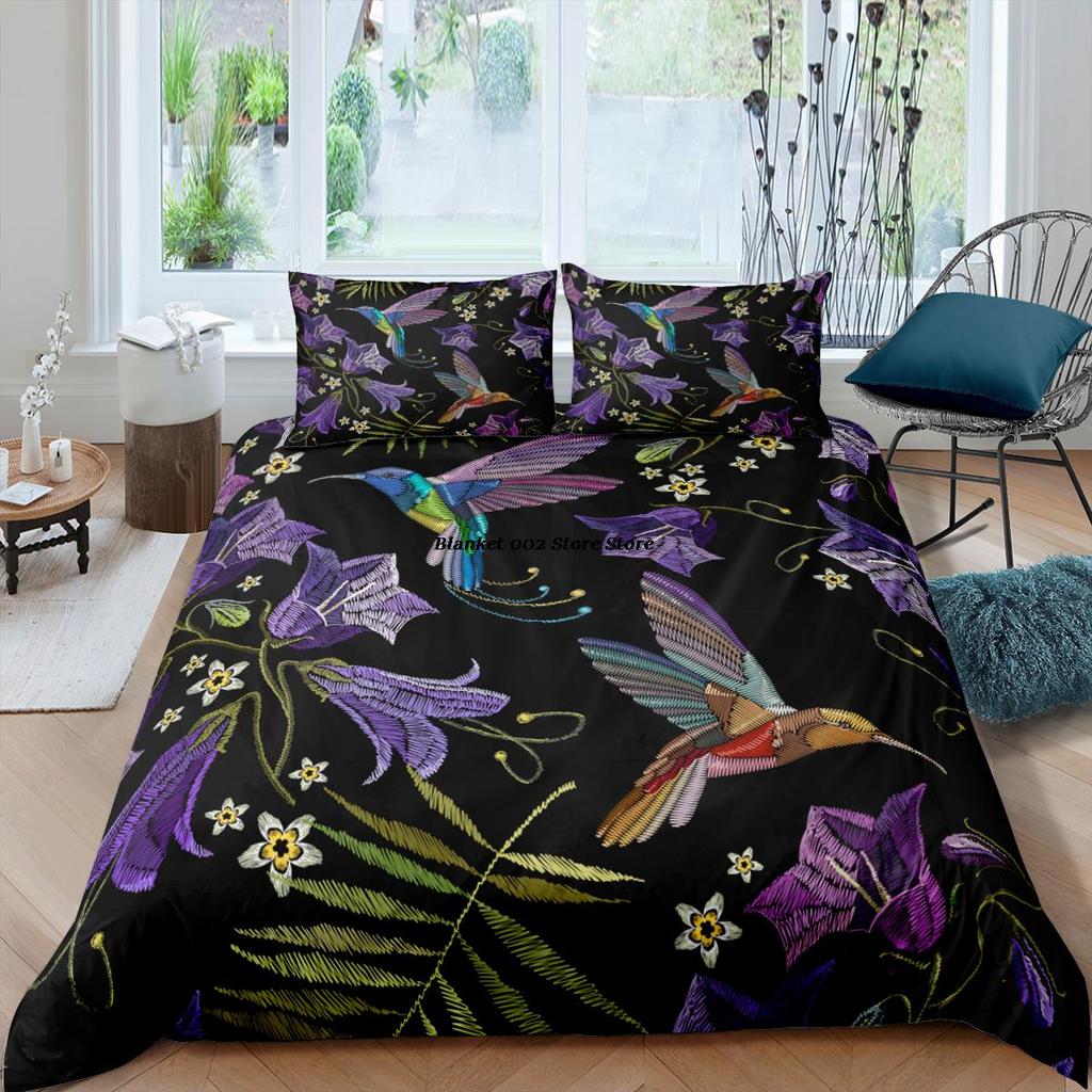 Cartoon Bird Print King Queen Duvet Cover Colorful Cute Pet Birds Bedding For Adult Fashion Animal 2/3pcs Polyester Quilt Cover
