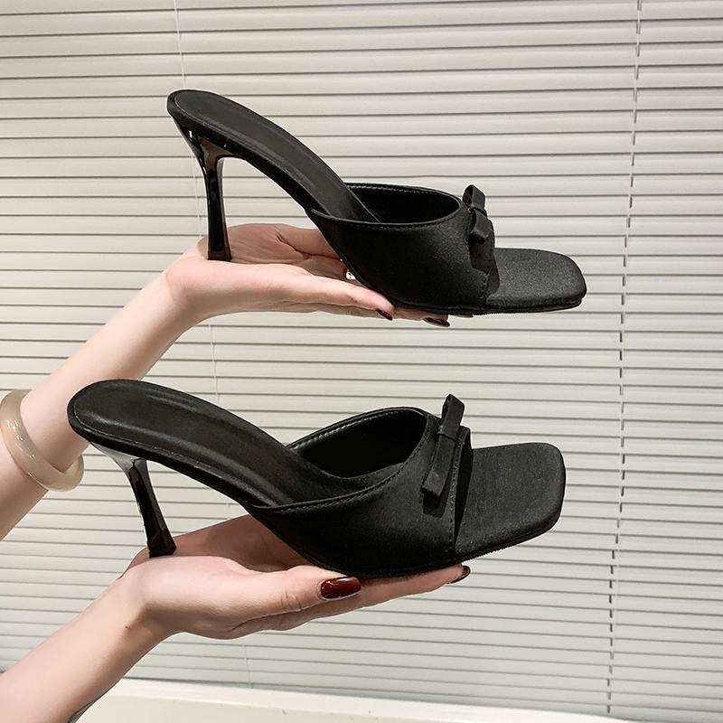 Fashion NewHigh Heels Women's Slippers Elegant Casual Square Toe Slippers Summer Shoes Zapatos De Mujer Women's Designer Sandals 34-42