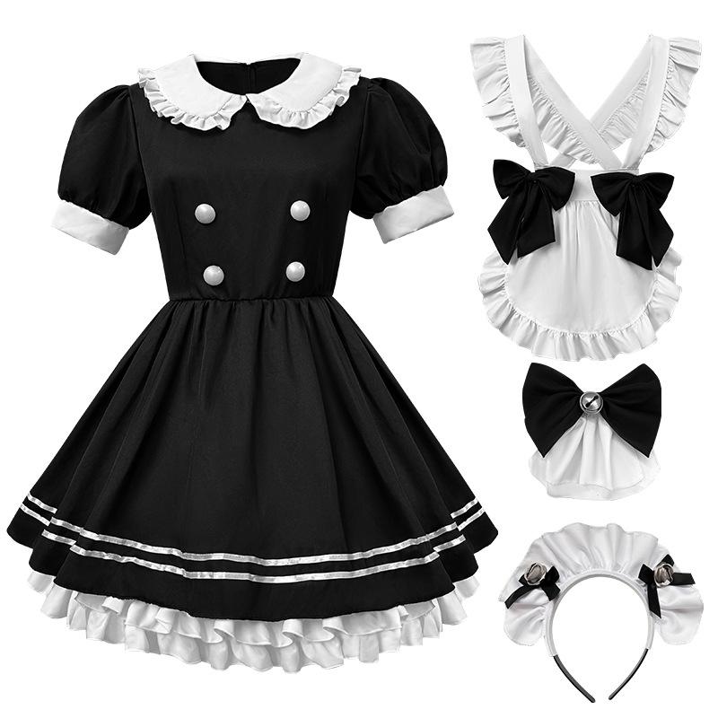 2025 Japonský Anime Maid Kostým - Roztomilé Lolita Černobílé Crossdresser Šaty