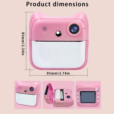Cámara de impresión instantánea para niños, cámara digital HighClear de 2400 W con pantalla IPS de 2,4 pulgadas, dibujos animados sin tinta