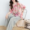 DIMANAF 2026 Plus Size Summer Beach Women T-Shirts Tops Floral Print Casual Lady Tunic Tees Shirt Oversize Loose Knitted