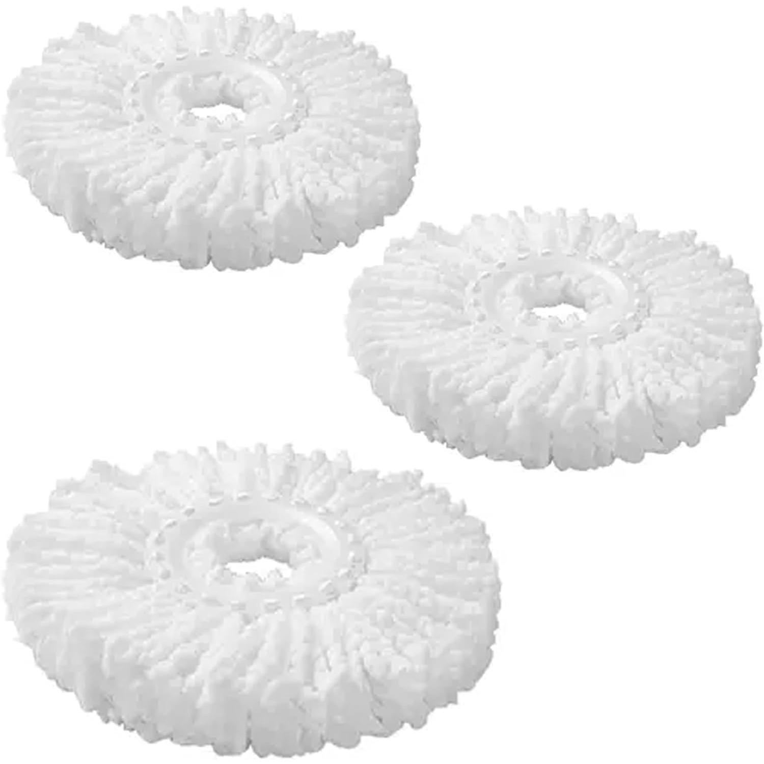 Set di 3 Teste di Ricambio per Mop Rotante 360° – Microfibra Super Assorbente, Lavabile in Lavatrice – Compatibile con la Maggior Parte dei Mop белый
