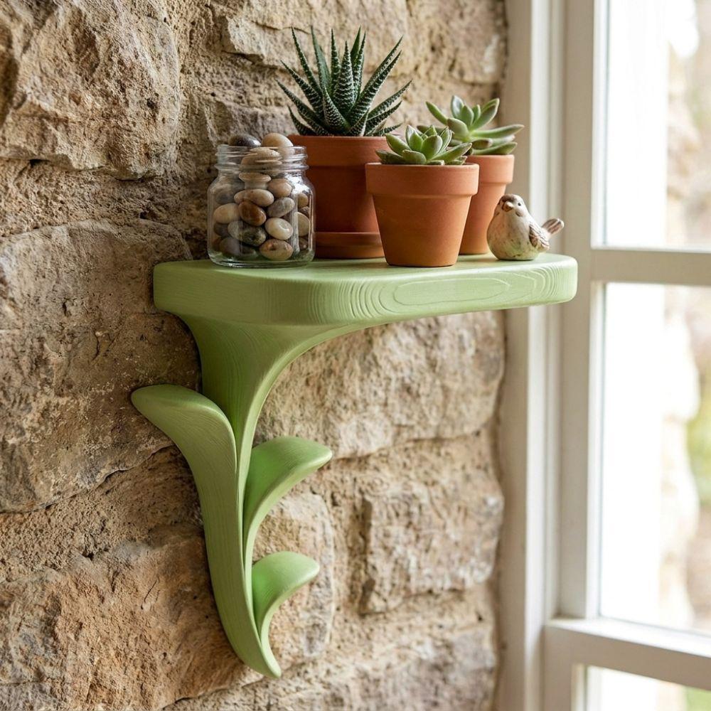 Plastic Wall-Mounted Storage Rack 3D Printed Green Plant Display Stand  Figurine Display
