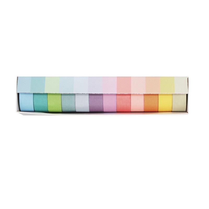 Macaron Candy Color Washi Tape Set – 12 Solid Colors for DIY Journals