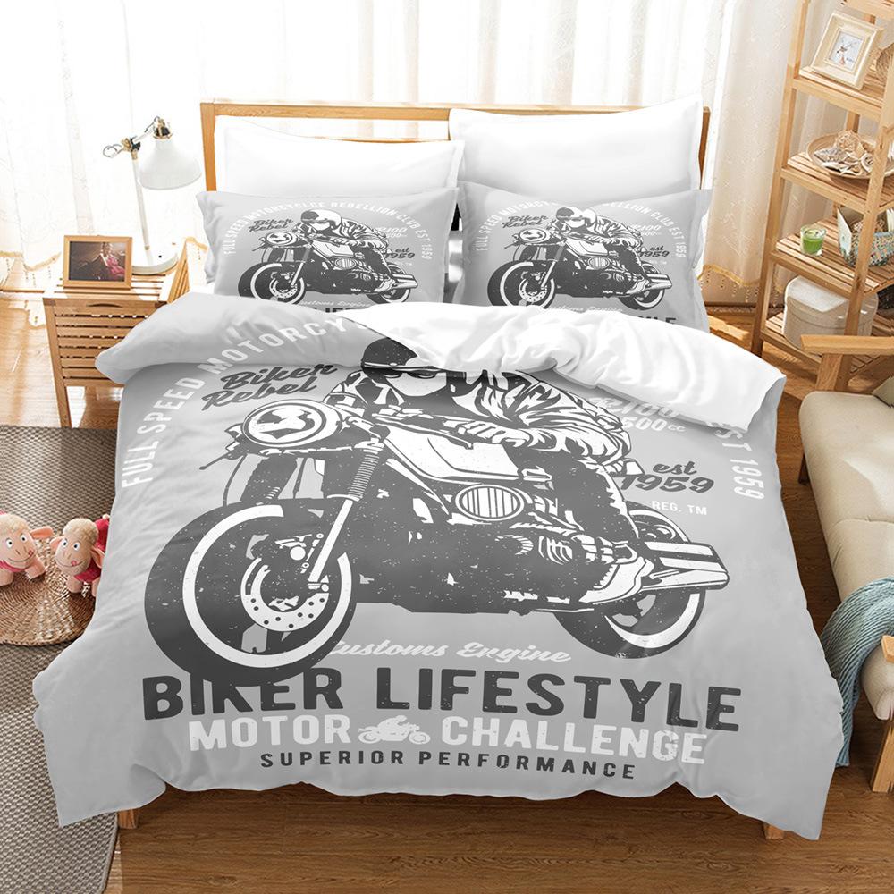 

Постільна білизна для мотоцикла 3D Violence Односпальне двоспальне ліжко Повнорозмірна наволочка та ковдра, яку можна прати Зручна прикраса для дому DE 155x200cm