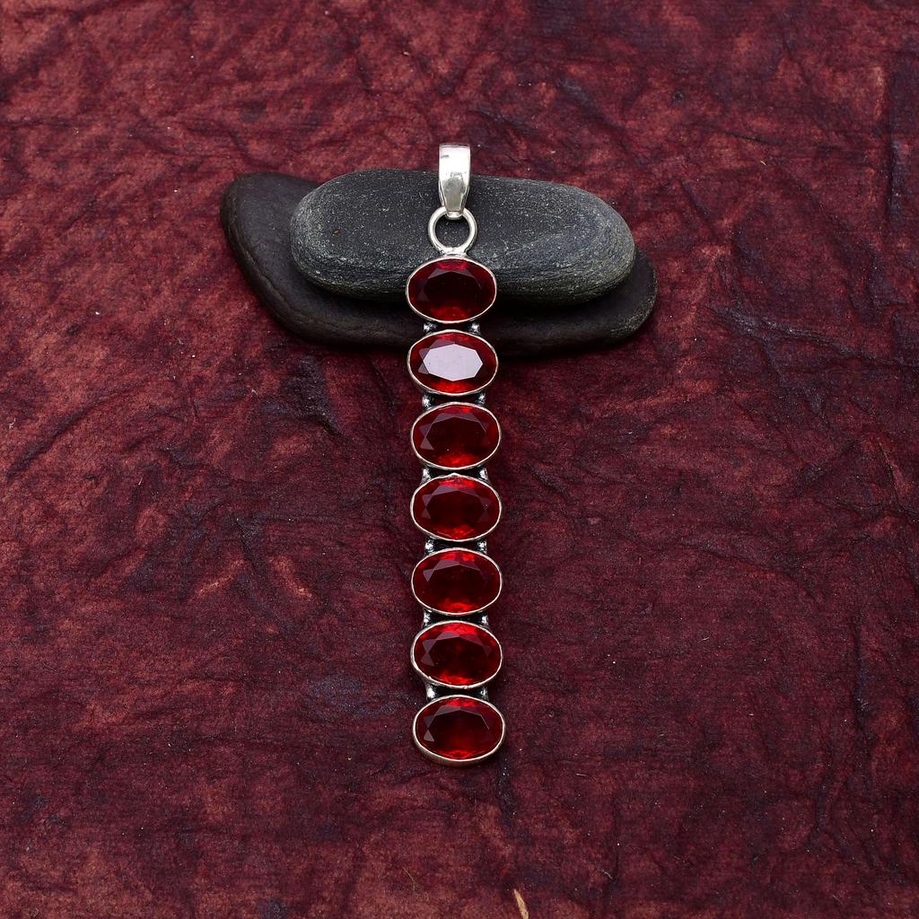 Awesome Garnet Gemstone Pendant: 925 Sterling Silver Handmade Pendant Necklace Jewelry
