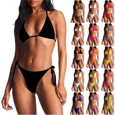 Women's Split Body Solid Colour Fashion Sexy Bikini Erotic Lingerie Without Steel Bra Without Breast Pads