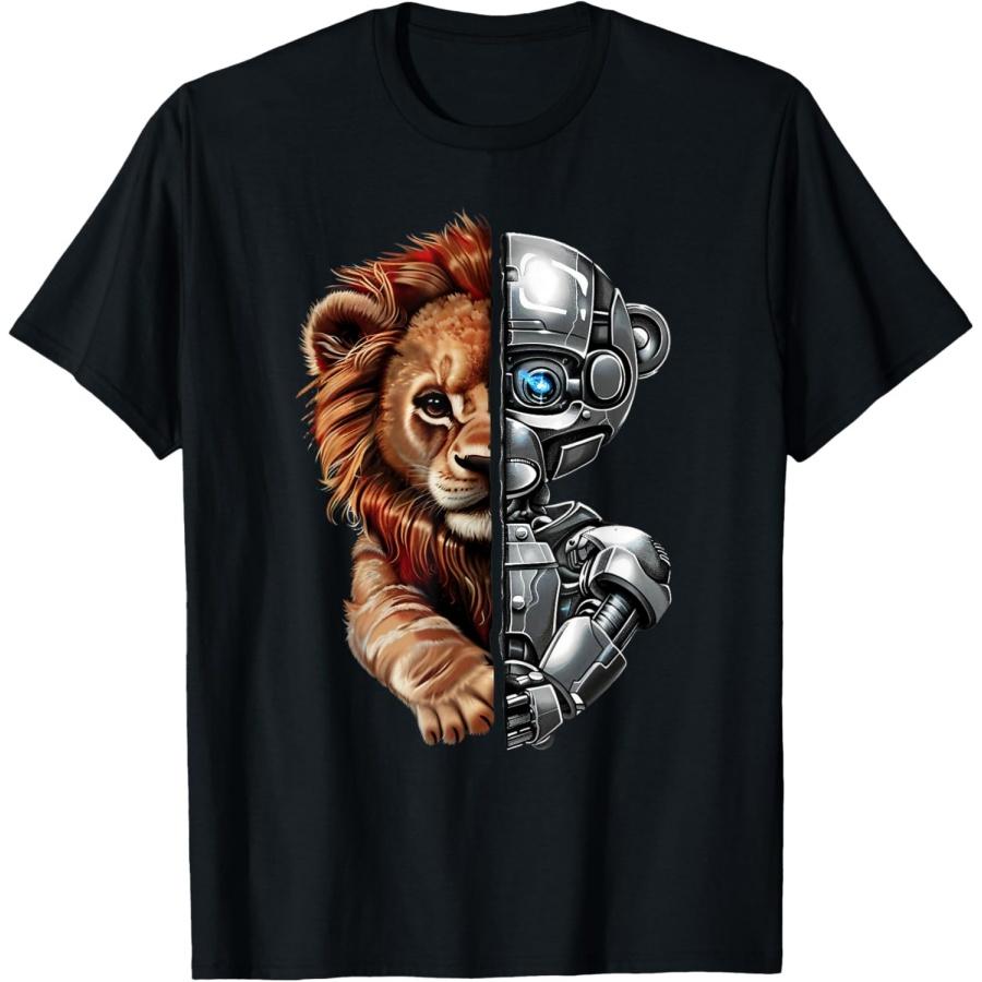 

Funny Robotics Animal Lover Lion Robots Graphic Engineer Art T-Shirt(3) XXXXXL чорний