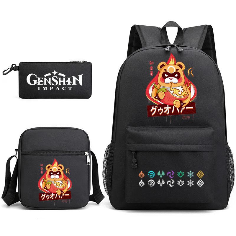 Genshinimpact Yuanshen School Bag Three-Piece Pencil Case Shoulder Bag Backpack